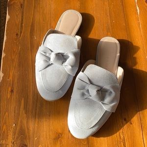 Baby blue mule loafers